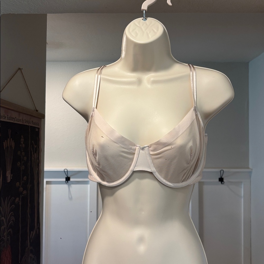 Auden 38C Demi Coverage Unlined Bra Sheer Nude Skin Tone Underwire Lingerie Sexy